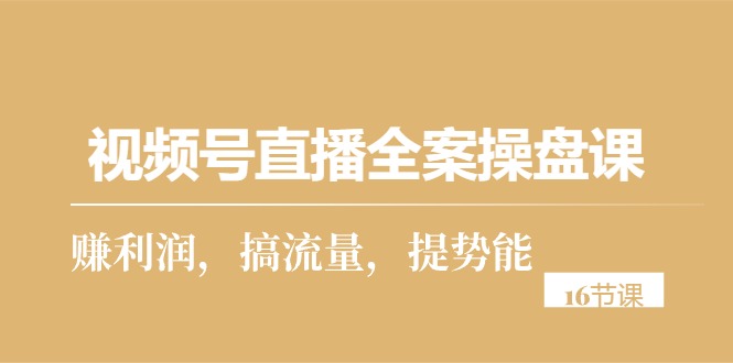 (10207期)视频号直播全案操盘课,赚利润,搞流量,提势能(16节课)-优优云网创