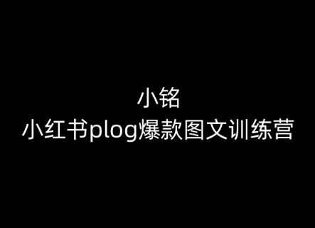小铭-小红书plog爆款图文训练营,教你从0-1做小红书-优优云网创