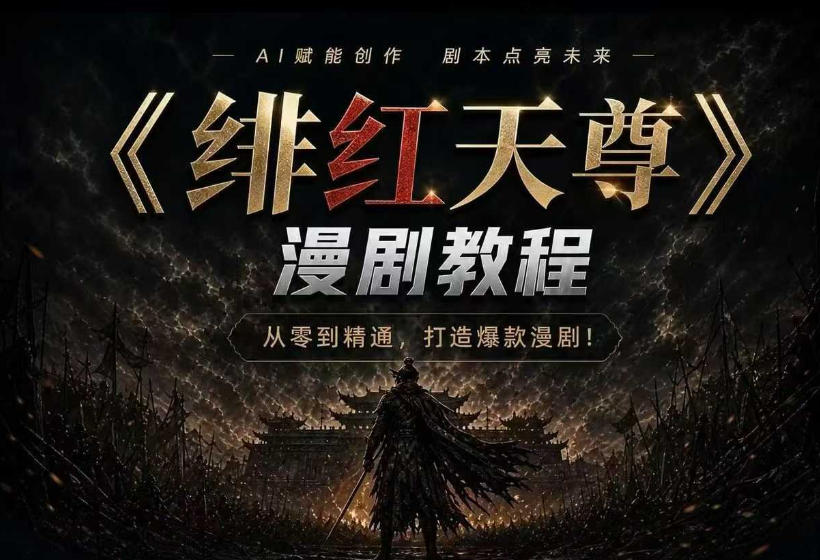 绯红天尊AI漫剧系统教程|从零入门到精通,工具运用+剧本创作+爆款逻辑+提示词素材+镜头剪辑,全套爆款漫剧落地实战课-优优云网创