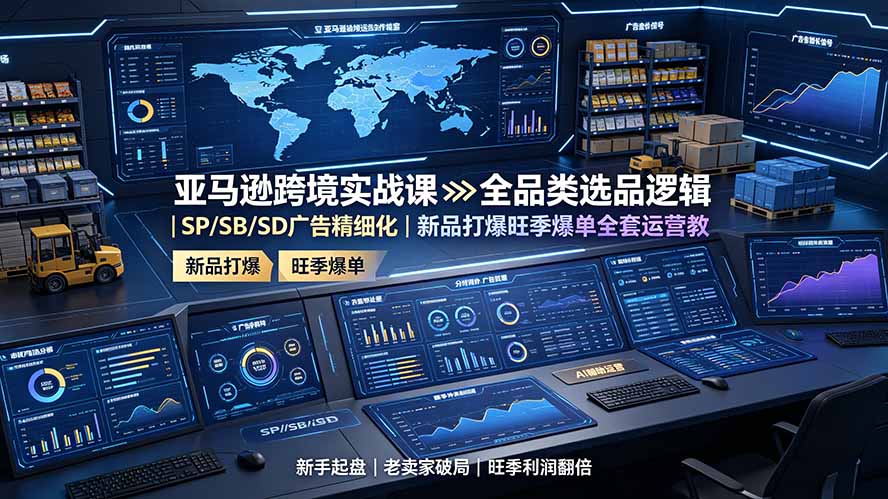 亚马逊跨境实战课:全品类选品逻辑|SP/SB/SD广告精细化|新品打爆旺季爆单全套运营教程-优优云网创