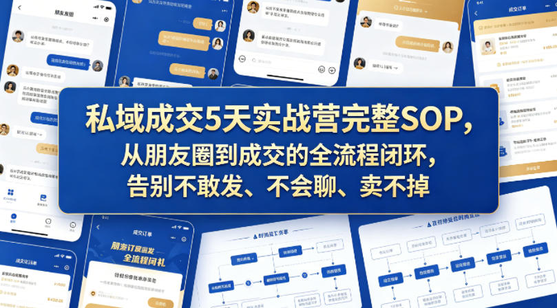 私域成交5天实战营完整SOP,从朋友圈到成交的全流程闭环,告别不敢发、不会聊、卖不掉-优优云网创
