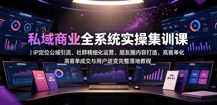 私域商业全系统实操课|IP定位公域引流、社群精细化运营、朋友圈内容打造、高客单成交与用户裂变完整落地教程-优优云网创