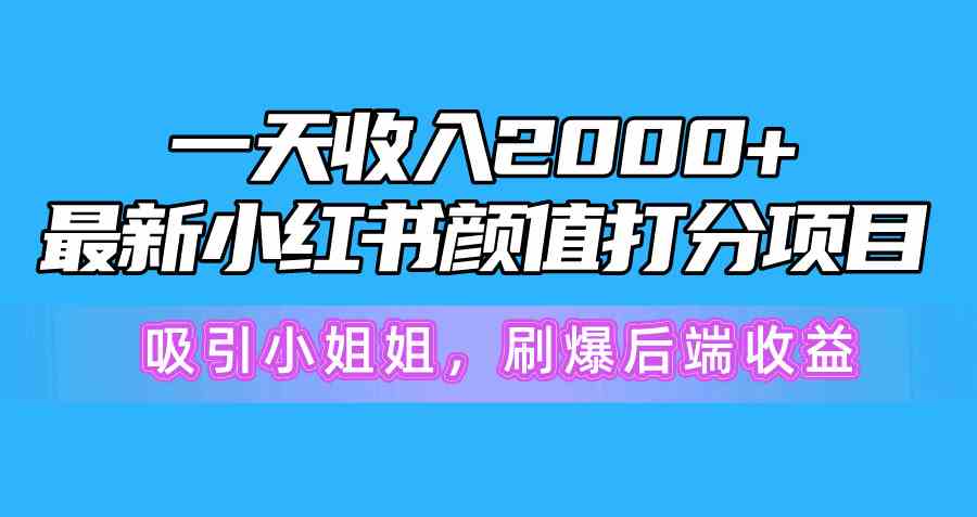(10187期)一天收入2000+,最新小红书颜值打分项目,吸引小姐姐,刷爆后端收益-优优云网创