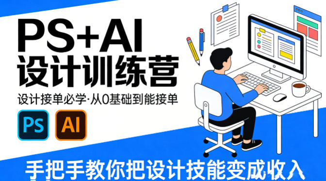 设计接单必学,PS+AI设计训练营,从0基础到能接单,手把手教你把设计技能变成收入-优优云网创