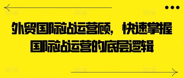 外贸国际站运营顾问,快速掌握国际站运营的底层逻辑-优优云网创