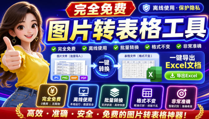图片表格识别提取工具,支持一键从图片中智能提取表格并导出Excel文件,可离线免网运行,FastTableOCR-优优云网创