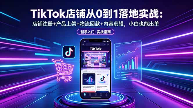 TikTok店铺从0到1落地实战：店铺注册+产品上架+物流回款+内容剪辑，小白也能出单-优优云网创