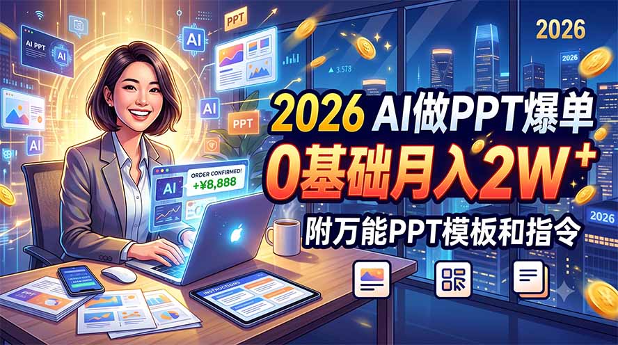 2026 AI做PPT爆单,0基础月入2W,附万能PPT模板和指令-优优云网创