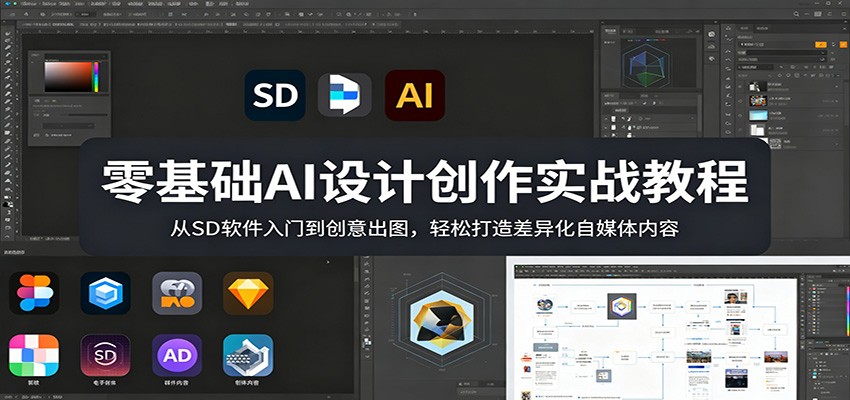 零基础AI设计创作实战教程:从SD软件入门到创意出图,轻松打造差异化自媒体内容-优优云网创