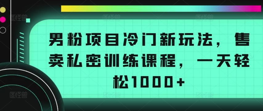 男粉项目冷门新玩法,售卖私密训练课程,一天轻松1000+【揭秘】-优优云网创