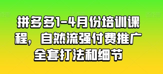 拼多多1-4月份培训课程,自然流强付费推广全套打法和细节-优优云网创