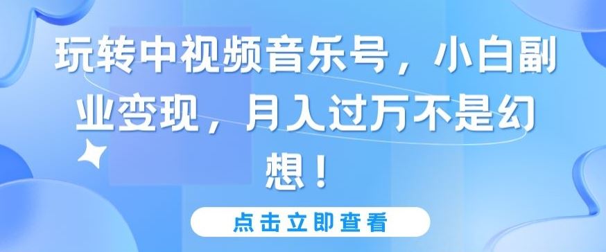 玩转中视频音乐号,小白副业变现,月入过万不是幻想【揭秘】-优优云网创