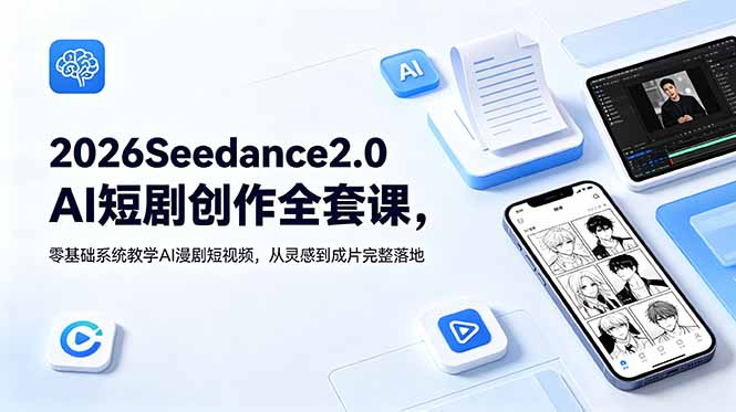 2026Seedance2.0AI短剧创作全套课,零基础系统教学AI漫剧短视频,从灵感到成片完整落地-优优云网创