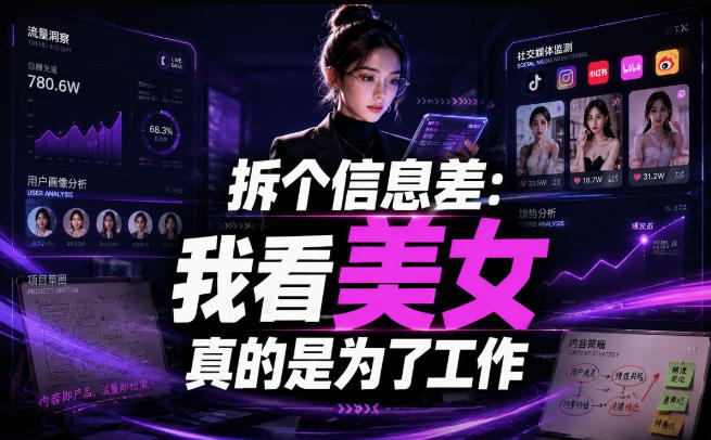 【理直气壮】我给看美女找了一个非常恰当的理由,信息差项目-优优云网创