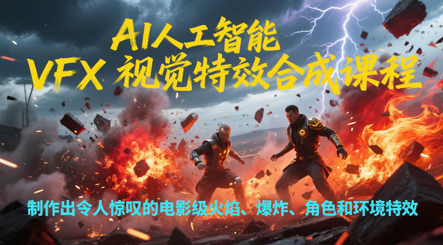 AI人工智能VFX视觉特效合成课程,制作出令人惊叹的电影级火焰、爆炸、角色和环境特效-优优云网创