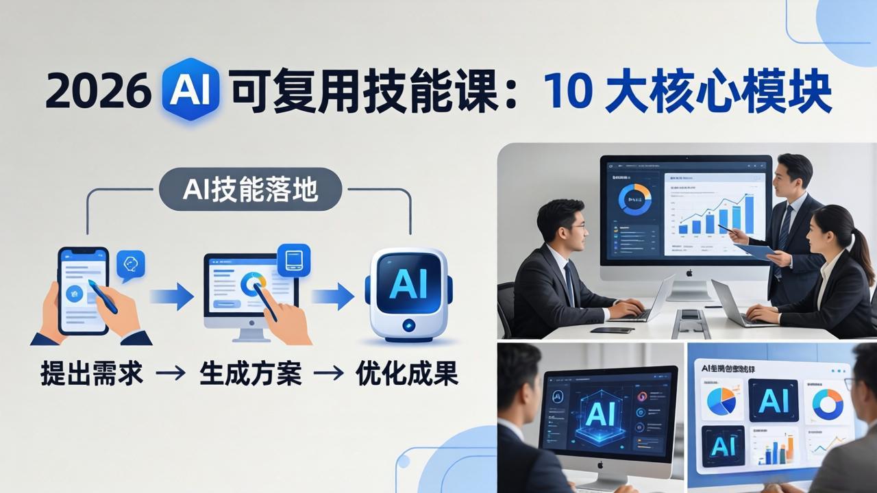 2026AI可复用技能-4月新课:10大核心模块,手把手教你把AI用进工作、产出成果-优优云网创