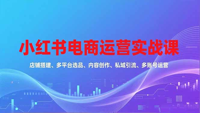 小红书电商运营实战课,店铺搭建、多平台选品、内容创作、私域引流、多账号运营等玩法-优优云网创