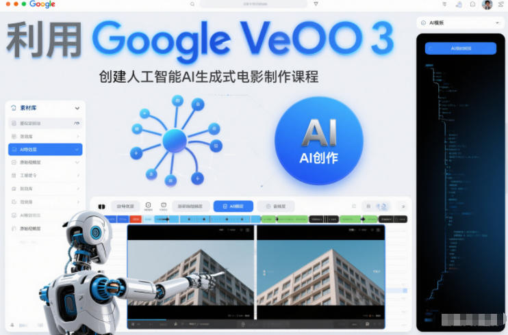 利l用Google Veo 3创建人工智能AI生成式电影制作课程,使用人工智能的力量创建令人惊叹的视频-优优云网创