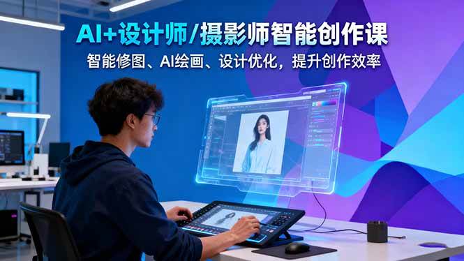 AI+设计师/摄影师智能创作课:智能修图、AI绘画、设计优化,提升创作效率-优优云网创