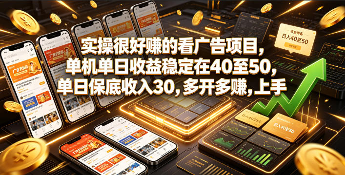 实操很好賺的看广告项目,单机单日收益稳定在40至50,单日保底收入30,多开多賺,上手就能变现【揭秘】-优优云网创