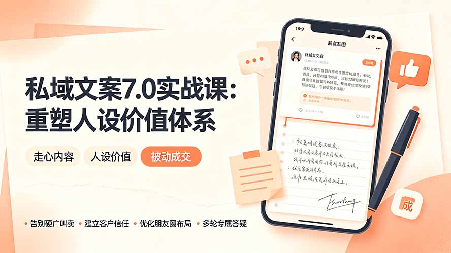 私域文案实战课7.0：重塑人设价值体系｜-告别硬广推销×走心内容×自我价值塑造，实现被动成交-优优云网创