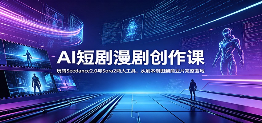 AI短剧漫剧创作课：玩转Seedance2.0与 Sora2两大工具，从剧本制图到商业片完整落地-优优云网创