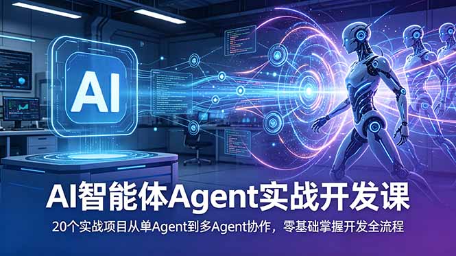 AI智能体Agent实战开发课:20个实战项目从单Agent到多Agent协作,零基础掌握开发全流程-优优云网创