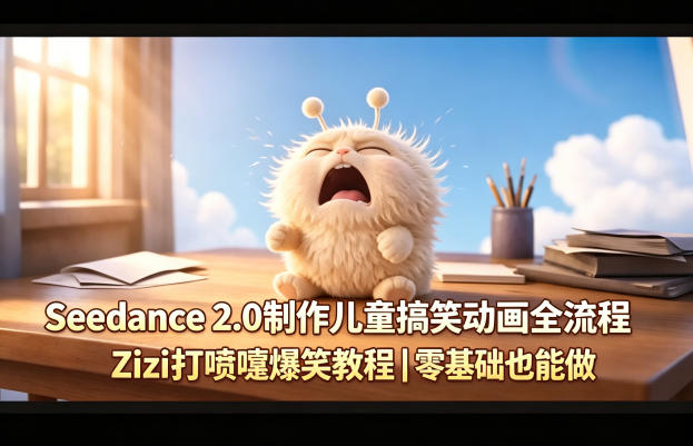 Seedance 2.0制作儿童搞笑动画全流程Zizi打喷嚏爆笑教程|零基础也能做-优优云网创