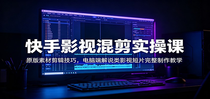 快手影视混剪实操课:原版素材剪辑技巧,电脑端解说类影视短片完整制作教学-优优云网创