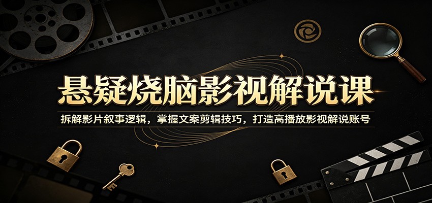 悬疑烧脑影视解说课:拆解影片叙事逻辑,掌握文案剪辑技巧,打造高播放影视解说账号-优优云网创