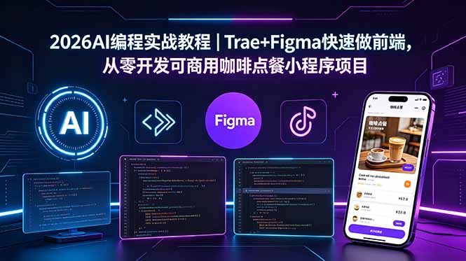 2026AI编程实战教程|Trae+Figma快速做前端,从零开发可商用咖啡点餐小程序项目-优优云网创