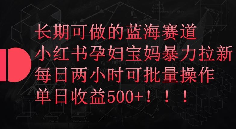 长期可做的蓝海赛道,小红书孕妇宝妈暴力拉新玩法,每日两小时可批量操作,单日收益500+【揭秘】-优优云网创
