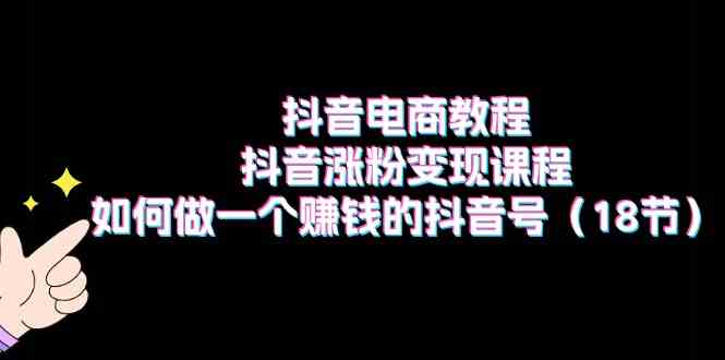 抖音电商教程:抖音涨粉变现课程:如何做一个赚钱的抖音号(18节)-优优云网创