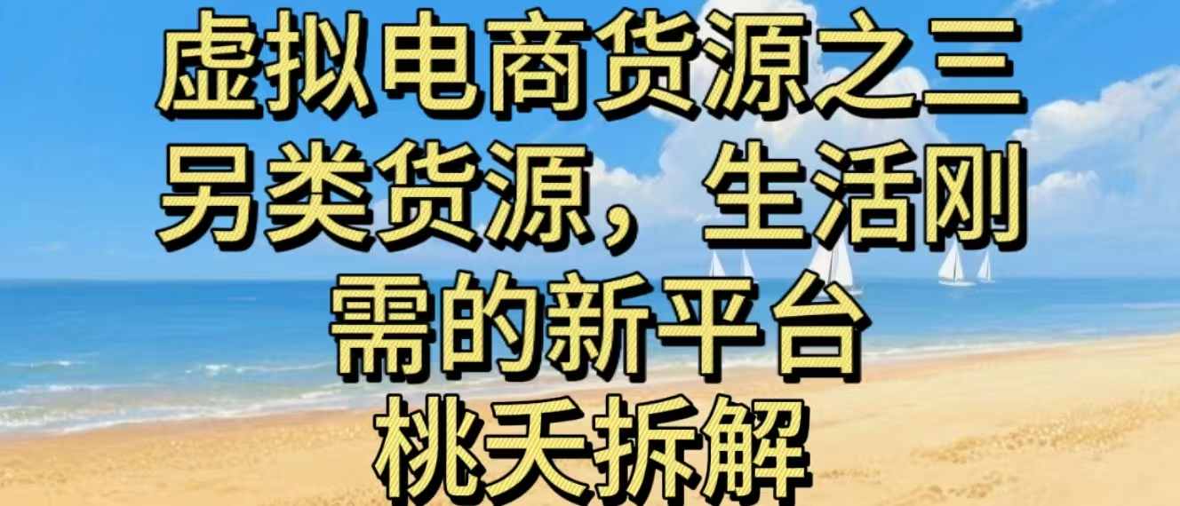 虚拟电商之三另类的货源,生活刚需的新平台