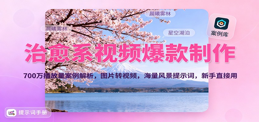 治愈系视频爆款制作,700万播放量案例解析,图片转视频,海量风景提示词,新手直接用-优优云网创