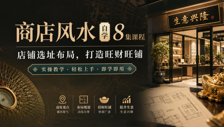 商店风水自学8集课程|店铺选址布局,打造旺财旺铺实操教学-优优云网创-中创网