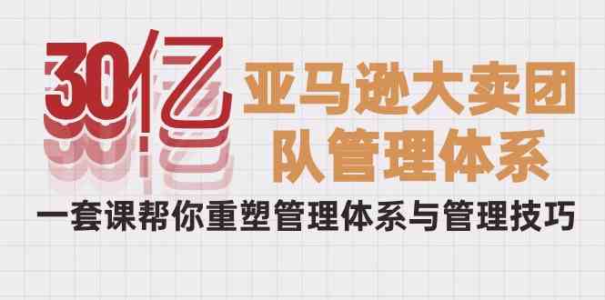 (10178期)30亿-亚马逊大卖团队管理体系,一套课帮你重塑管理体系与管理技巧-优优云网创