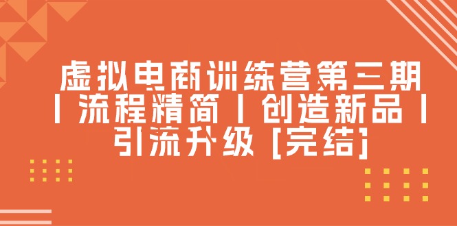 （10960期）虚拟电商训练营第三期丨流程精简丨创造新品丨引流升级 [完结]-优优云网创