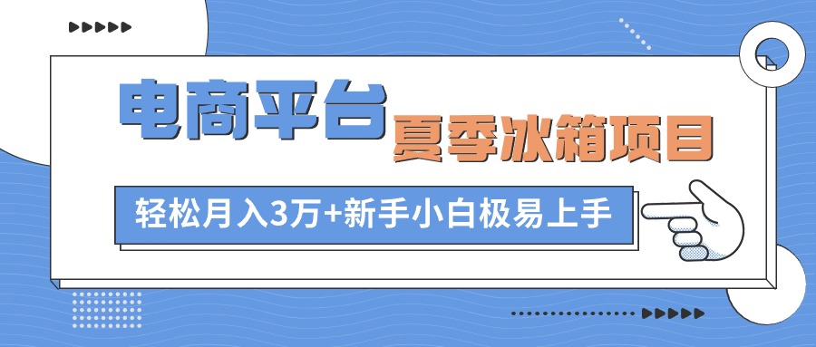 (10934期)电商平台夏季冰箱项目,轻松月入3万+,新手小白极易上手-优优云网创