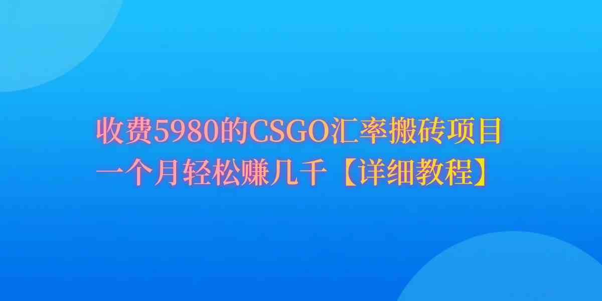 (9776期)CSGO装备搬砖,月综合收益率高达60%,你也可以!-优优云网创