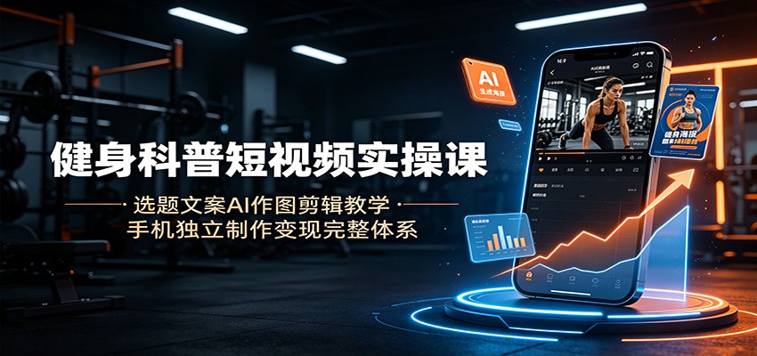健身科普短视频实操课:选题文案AI作图剪辑教学,手机独立制作变现完整体系-优优云网创