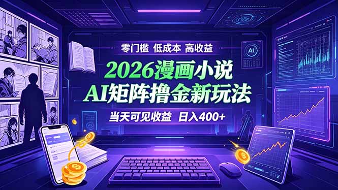 爆款小说漫画大阅读 ai矩阵操作 当天可见收益 日入400+ 零门槛 高收益-优优云网创