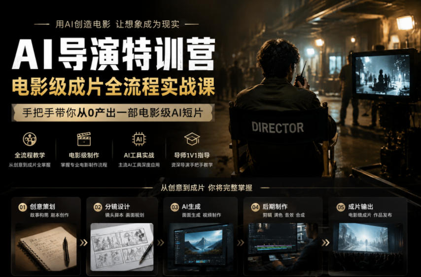 AI导演特训营，电影级成片全流程实战课，手把手带你从0产出一部电影级AI短片-优优云网创