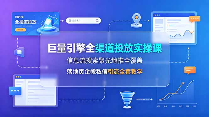 巨量引擎全渠道投放实操课,信息流搜索聚光地推全覆盖,落地页企微私信引流全套教学-优优云网创