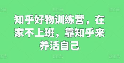 知乎好物训练营,在家不上班,靠知乎来养活自己-优优云网创
