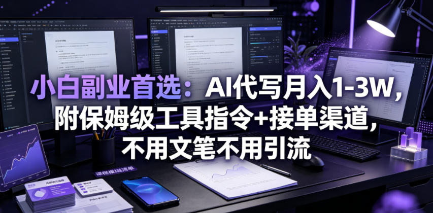 小白副业首选：AI代写月入1-3W，附保姆级工具指令+接单渠道，不用文笔不用引流【揭秘】-优优云网创