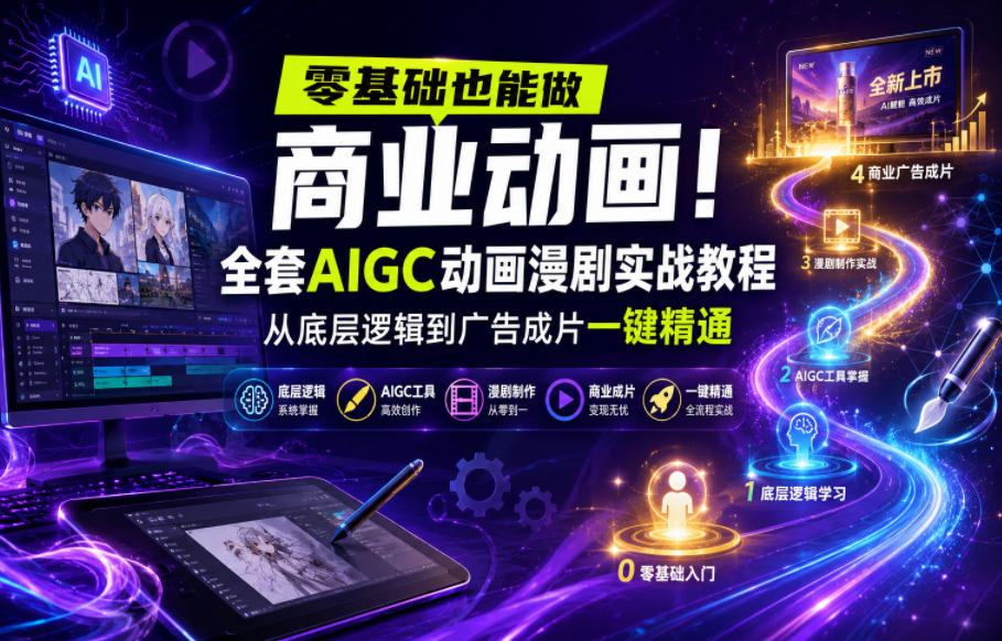 零基础也能做商业动画!全套AIGC动画漫剧实战教程,从底层逻辑到广告成片一键精通(更新0715)-优优云网创