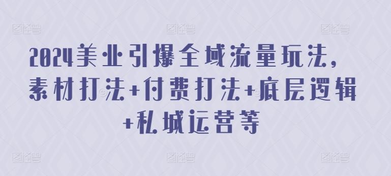 2024美业引爆全域流量玩法,素材打法 付费打法 底层逻辑 私城运营等-优优云网创
