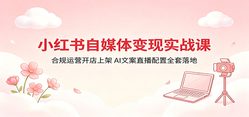 小红书自媒体变现实战课:合规运营开店上架,AI文案直播配置全套落地-优优云网创