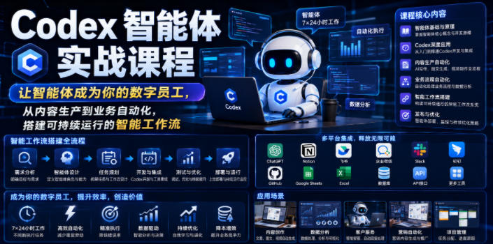 Codex智能体实战课程,让智能体成为你的数字员工,从内容生产到业务自动化,搭建可持续运行的智能工作流-优优云网创